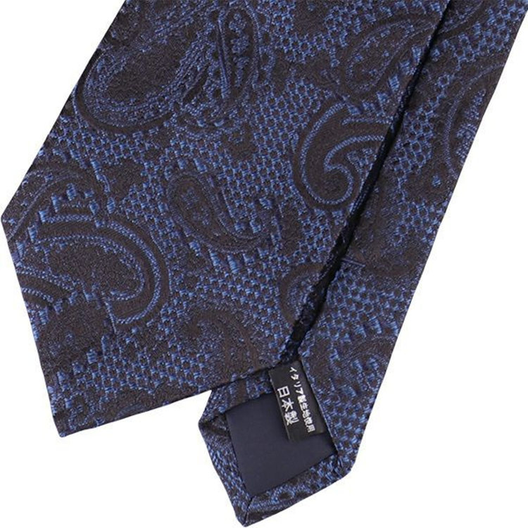 ドナートヴィンチ 【Donato Vinci Italy】シルクペイズリーネクタイ 8.5㎝幅/ネイビー×ブラック/イタリア製生地使用 ネイビー系(紺)