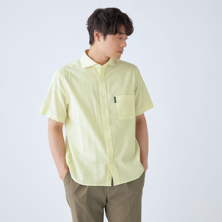スタンリーブラッカ 【stanley blacker】【半袖】カッタウェイシャツ/イエロー 黄中間