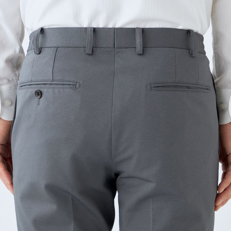 ＪＰ コンフォート 【JOHN PEARSE comfort navy】【春夏】機能性ポリエステル 1タックパンツ/グレー/ウエストシャーリング仕様/ULTRA MOVE/RIRANCHA/※裾上げ必要 グレー中間
