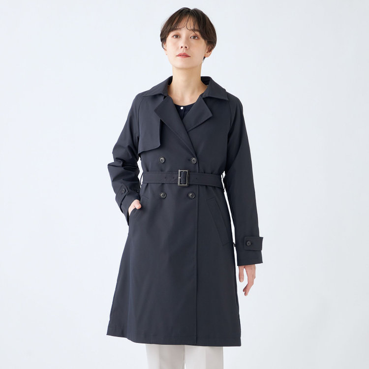 ナチュラル　ビューティー 【NATURAL BEAUTY】ダブルトレンチベルテッドコート/ネイビー 紺中間