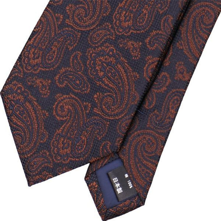 ドナートヴィンチ 【Donato Vinci Italy】シルクペイズリーネクタイ 8.0㎝幅/ネイビー×ブラウン/MADE IN JAPAN ブラウン系(茶)