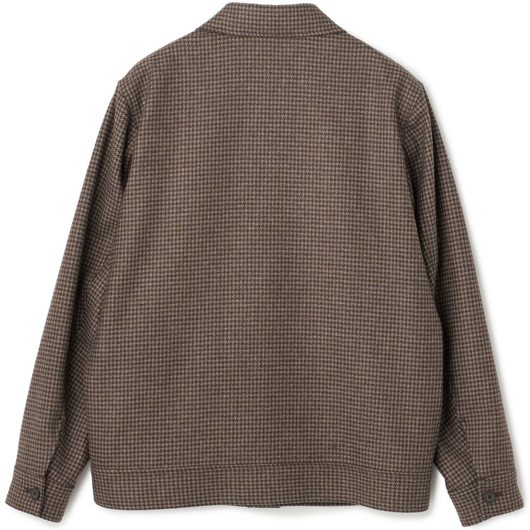 スタンリーブラッカ 【stanley blacker new york】ショート丈ブルゾン /ブラウン×ベージュ×ハウンドトゥース柄 /国内尾州生地仕様 茶中間