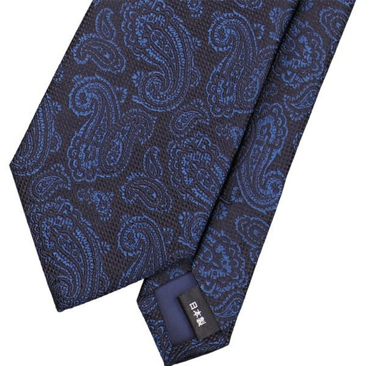 ドナートヴィンチ 【Donato Vinci Italy】シルクペイズリーネクタイ 8.0㎝幅/ブラック×ネイビー/MADE IN JAPAN ネイビー系(紺)