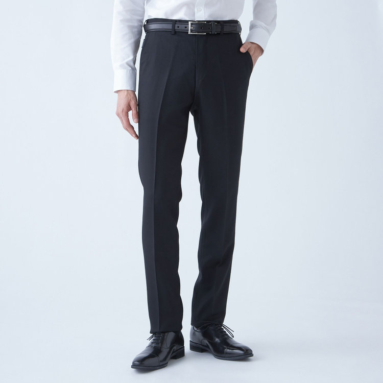 スタンリーブラッカ 【stanley blacker new york】【秋冬】0タックスラックス/ブラック×シャドーストライプ/ウエストムーブ仕様/※裾上げ必要 黒