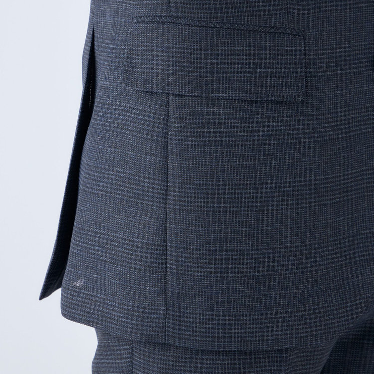ＪＰコンフォート ネイビー 【JOHN PEARSE comfort navy】【春夏】2釦シングルジャケット/ネイビー×チェック/ULTRA MOVE/RIRANCHA/ウォッシャブル 紺中間