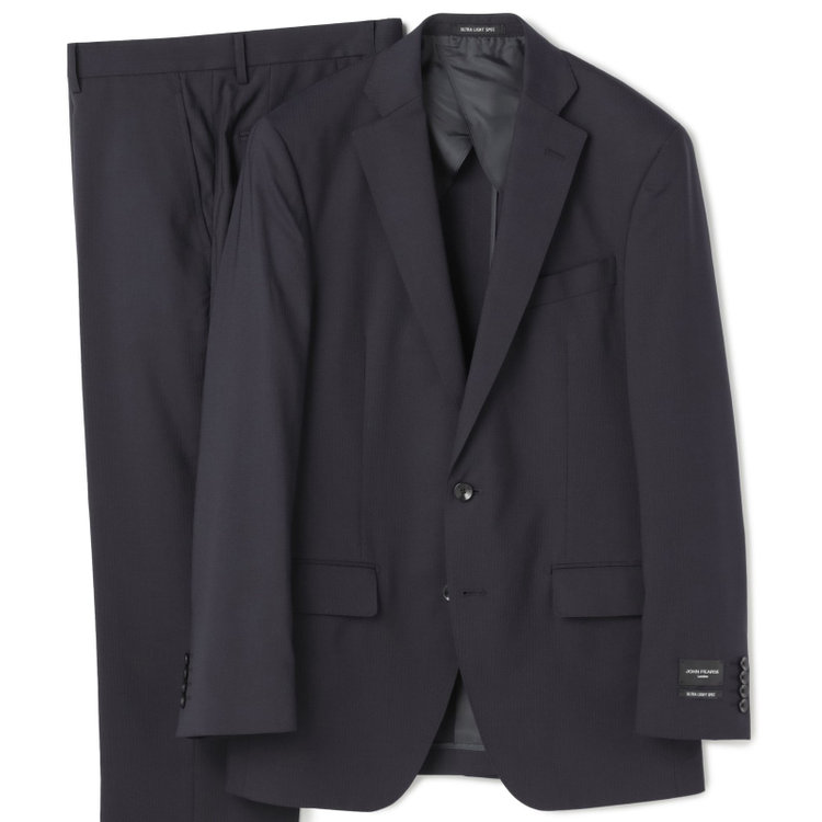 ＪＰセレクトライン 【JOHN PEARSE Black SELECT LINE】【春夏】2釦シングルスーツ/ネイビー×シャドーストライプ/SHOWER CLEAN/※裾上げ必要 紺中間