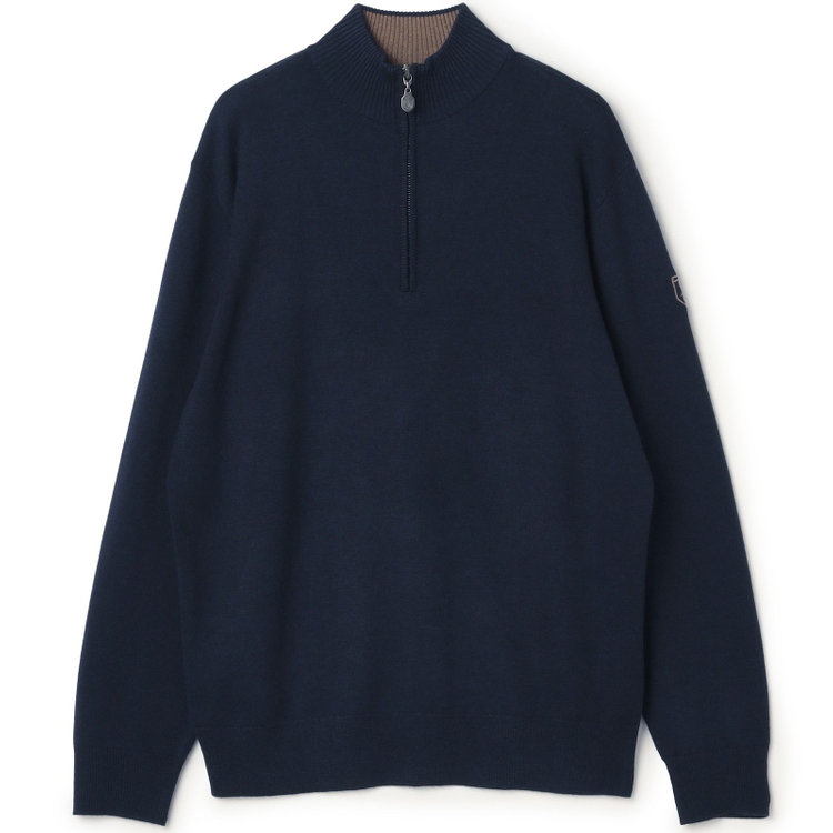 スタンリーブラッカ 【stanley blacker new york】【秋冬】ハーフジップニット/ネイビー 紺中間