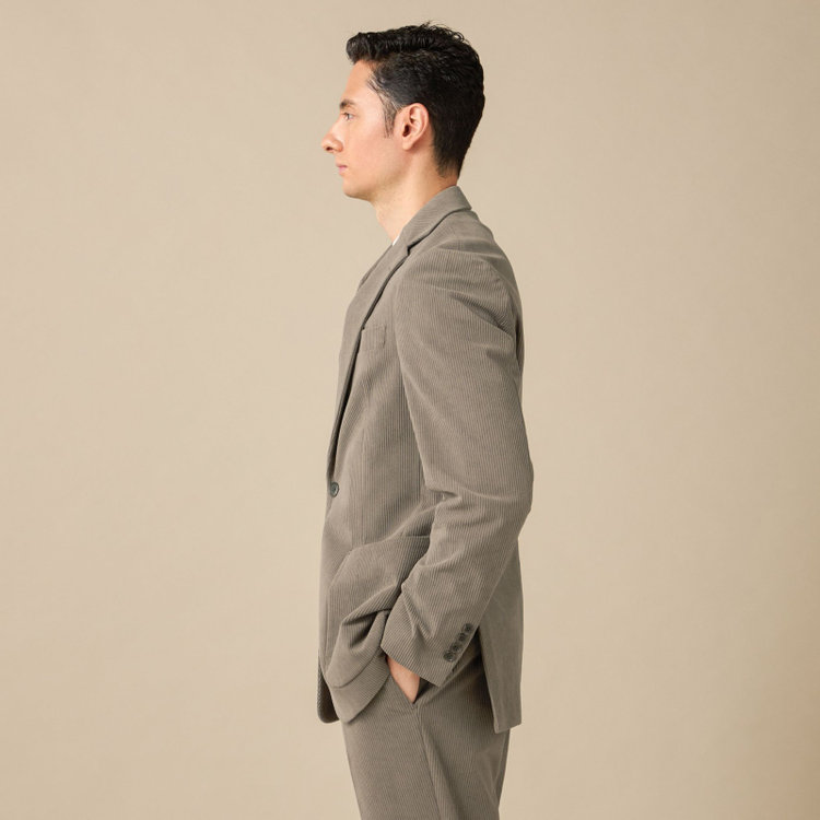 ＪＰコンフォート ネイビー 【JOHN PEARSE comfort navy】【秋冬】2釦シングルジャケット セットアップ対応/ブラウン×トリコットコーデュロイ/ULTRA MOVE/ ウォッシャブル 茶淡色