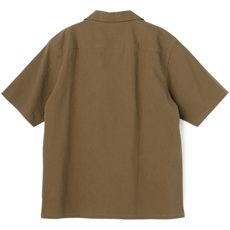スタンリーブラッカ 【stanley blacker new york】【半袖】シアサッカーツーウェイシャツ/ブラウン 茶中間