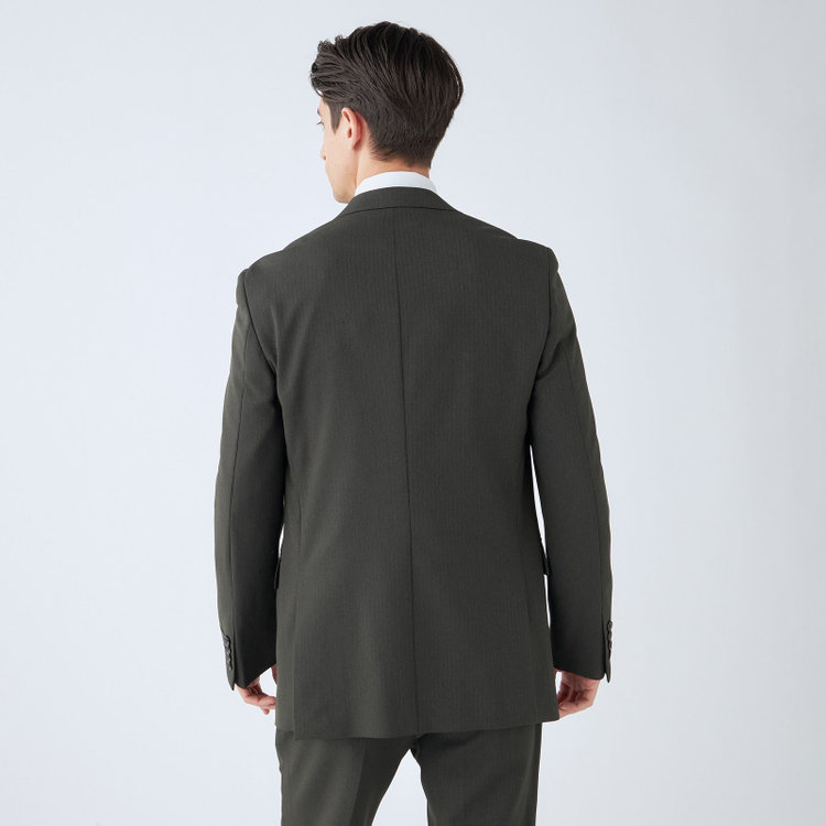 ＪＰ コンフォート 【JOHN PEARSE comfort】【年間】2釦シングルスリーピーススーツ ショートタック/カーキ/ウエストシャーリング仕様/「ULTRA MOVE」ストレッチ・ウォッシャブル/※裾上げ必要 緑中間