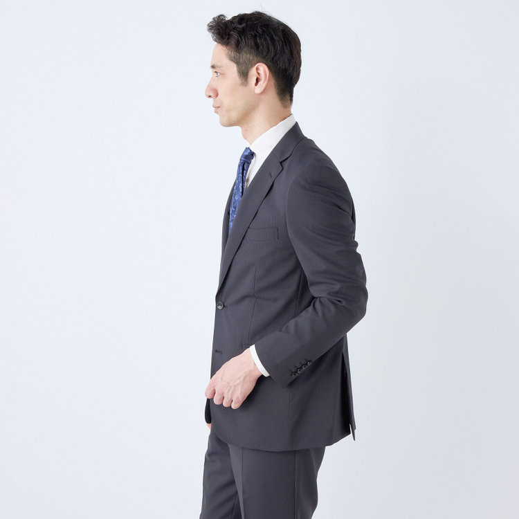 ＫＡＮＳＡＩＭＡＮ 【KANSAIMAN collection】【春夏】2釦シングルスーツ ショートタック/ネイビー×ストライプ/ULTRA LIGHT SPEC・シャワークリーン※裾直し必要 紺中間