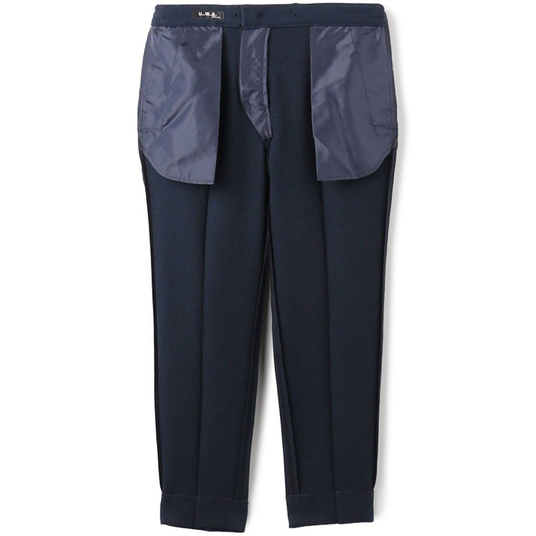 ＵＷＳ ＷＯＲＫ 【UWS】【年間】ビジカジセットアップ 0タックパンツ /ネイビー×メランジ調/ウォッシャブル /ストレッチ ※裾上げ済み仕様 紺濃色