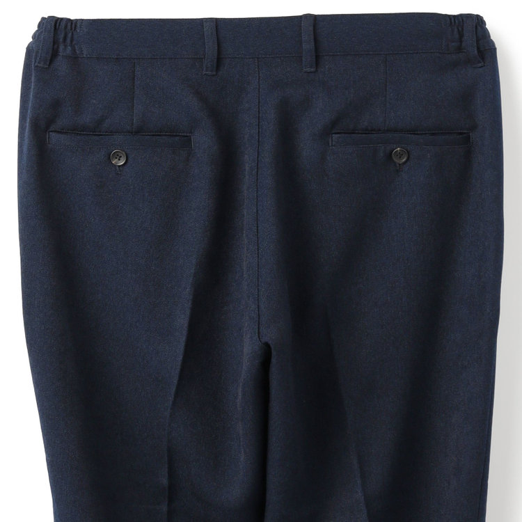 ＵＷＳ ＷＯＲＫ 【UWS】【年間】ビジカジセットアップ 0タックパンツ /ネイビー×メランジ調/ウォッシャブル /ストレッチ ※裾上げ済み仕様 紺濃色