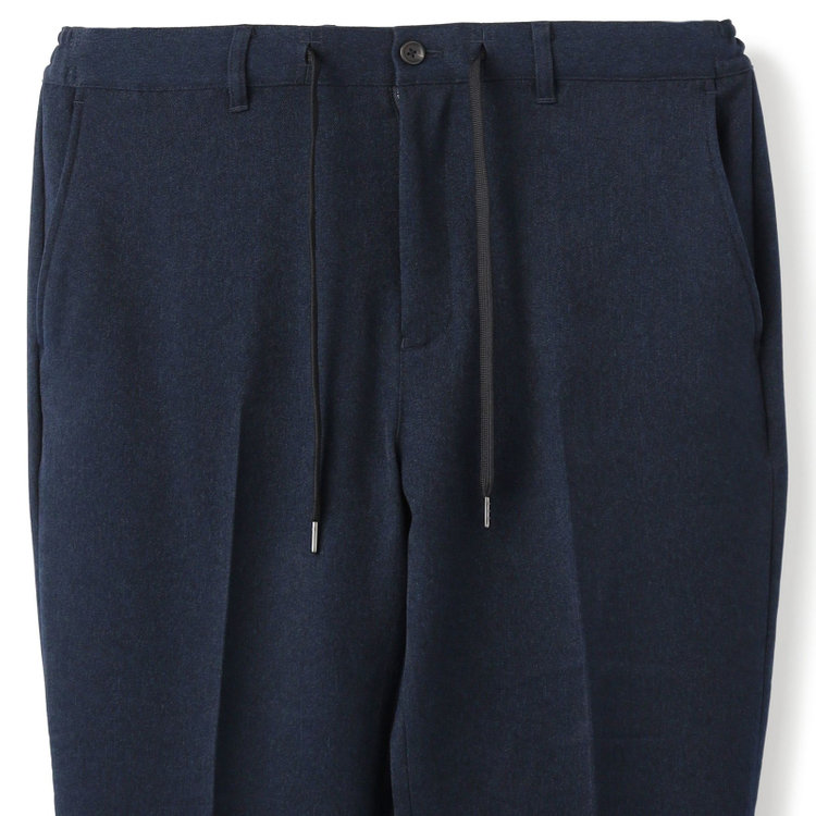 ＵＷＳ ＷＯＲＫ 【UWS】【年間】ビジカジセットアップ 0タックパンツ /ネイビー×メランジ調/ウォッシャブル /ストレッチ ※裾上げ済み仕様 紺濃色