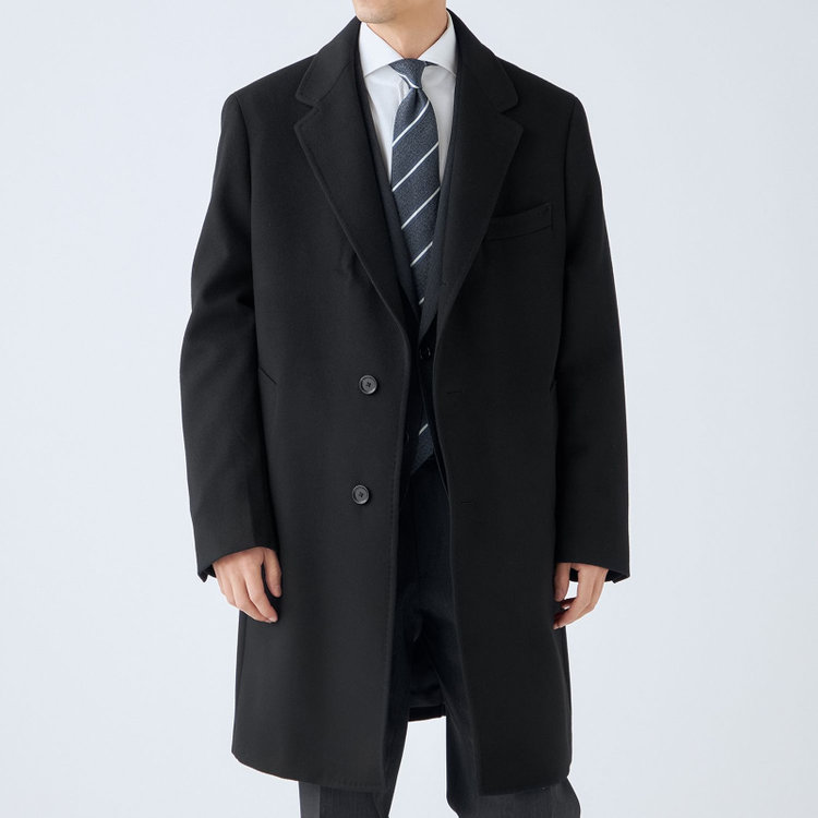ソノタ（KONAKA用） 【THE 神 COAT】【Donato Vinci Italy UOMO】ウールチェスターコート/ブラック/NEW ZEALAND LIMITED WOOL 黒