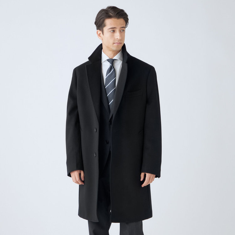 ソノタ（KONAKA用） 【THE 神 COAT】【Donato Vinci Italy UOMO】ウールチェスターコート/ブラック/NEW ZEALAND LIMITED WOOL 黒