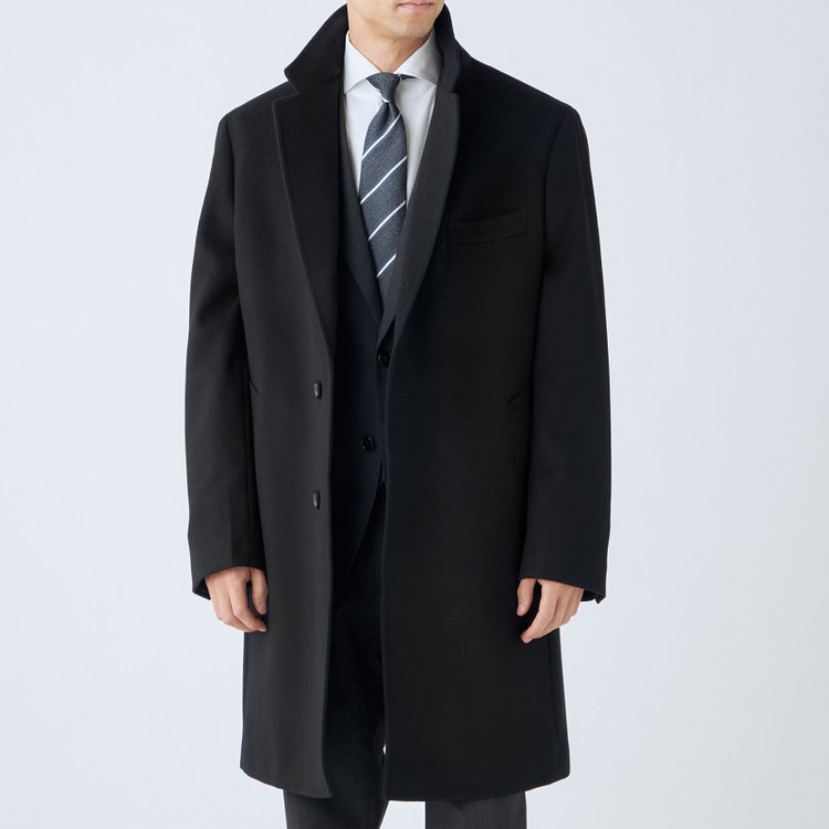 ソノタ（KONAKA用） 【THE 神 COAT】【Donato Vinci Italy UOMO】ウールチェスターコート/ブラック/NEW ZEALAND LIMITED WOOL 黒