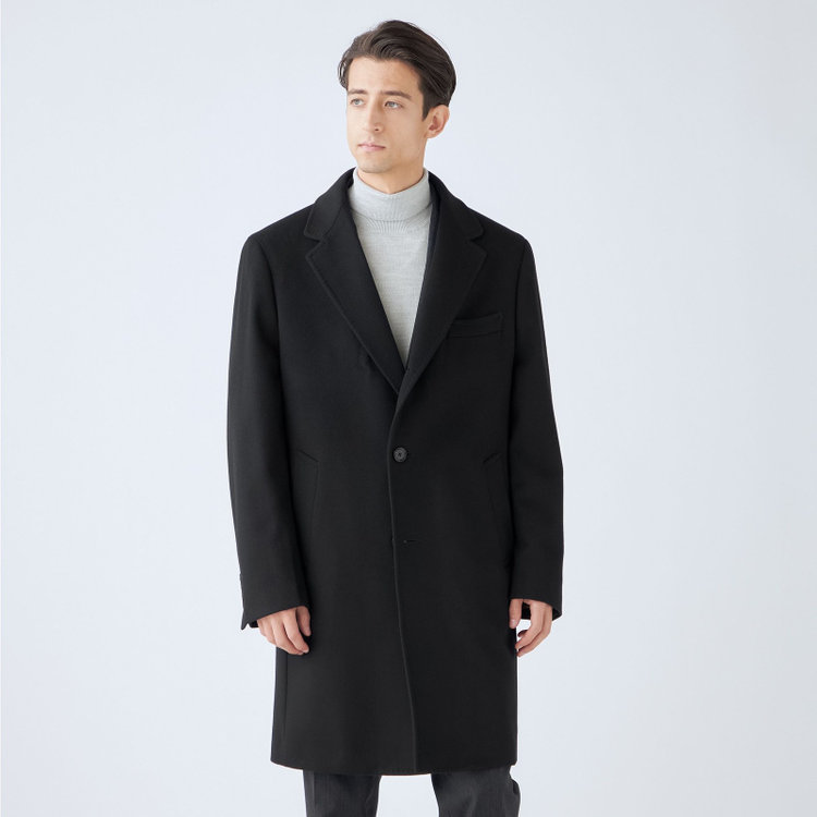 ソノタ（KONAKA用） 【THE 神 COAT】【Donato Vinci Italy UOMO】ウールチェスターコート/ブラック/NEW ZEALAND LIMITED WOOL 黒