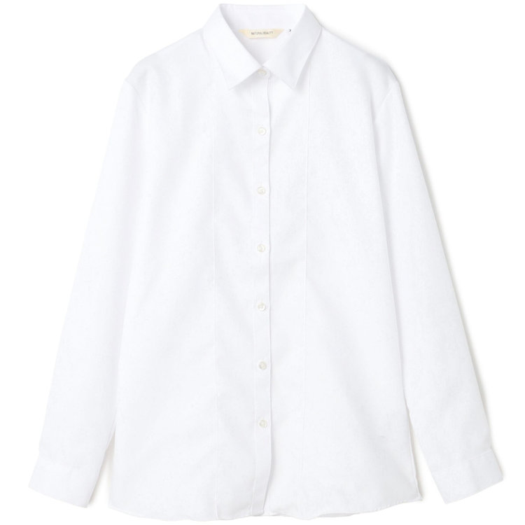 ナチュラル　ビューティー 【NATURAL BEAUTY】リボン取り外しブラウス/ホワイト×ドビー 白