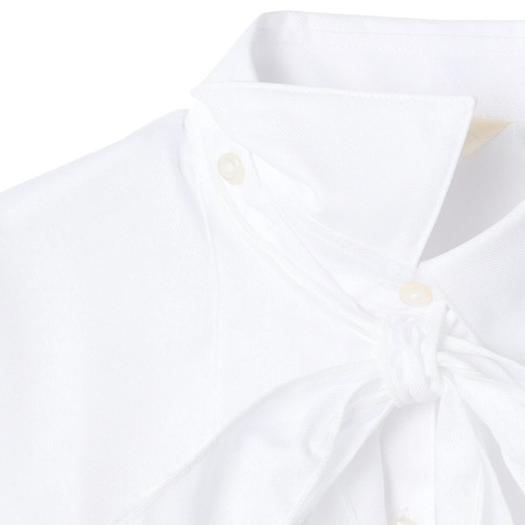 ナチュラル　ビューティー 【NATURAL BEAUTY】リボン取り外しブラウス/ホワイト×ドビー 白