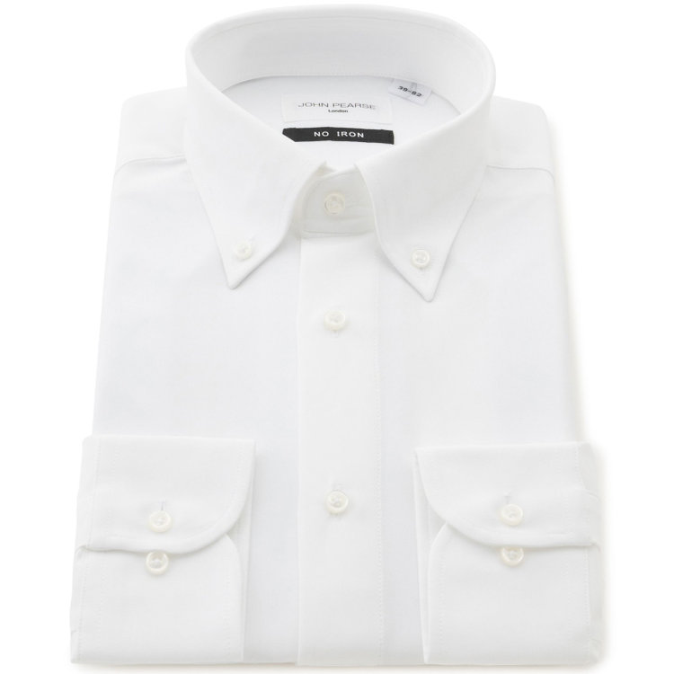 KONAKA　アウトレット 【WEB限定/OUTLET/汚れ・キズ等有】【JOHN PEARSE White】【形態安定】ボタンダウンドレスシャツ/ホワイト/ULTRA MOVE 白