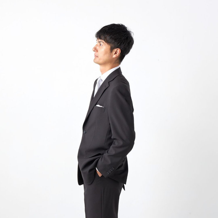 ソノタ（KONAKA用） 【発送在庫あり】【ベーシックシルエット】【年間】２釦シングルフォーマル 1タックパンツ /ウォッシャブル /ウエストアジャスター付 /※裾上げ済仕様 黒