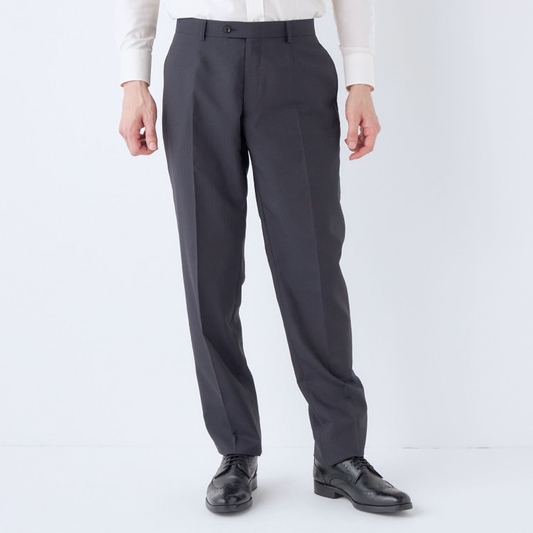 ＫＡＮＳＡＩＭＡＮ 【KANSAIMAN collection】【春夏】2釦シングルスーツ ショートタック/ネイビー×ストライプ/ULTRA LIGHT SPEC・シャワークリーン※裾直し必要 紺中間