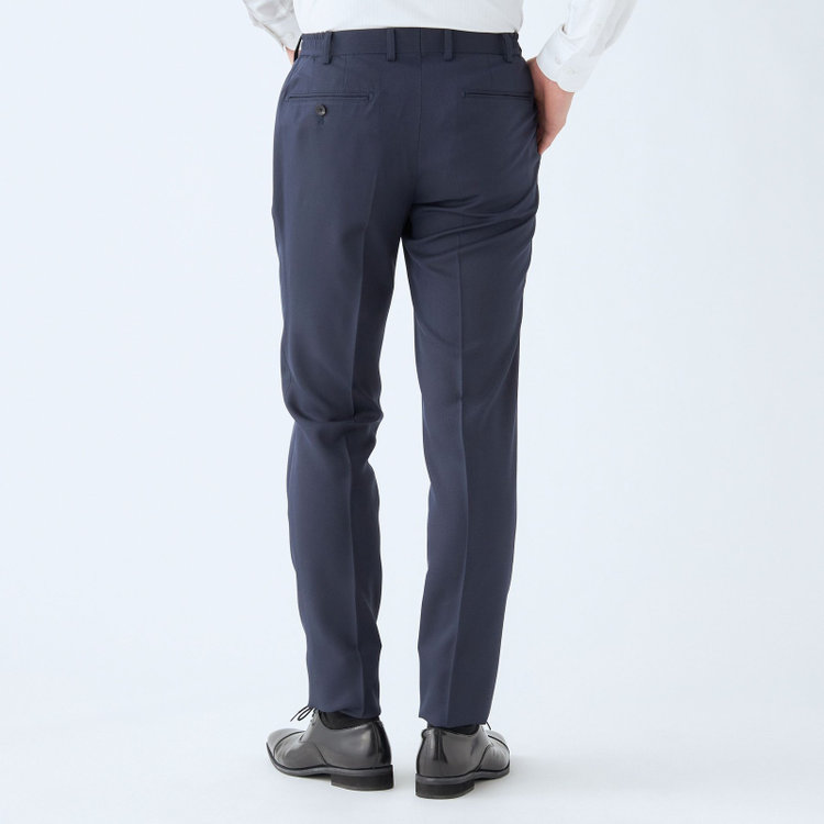 ＪＰ コンフォート 【JOHN PEARSE comfort】【年間】2釦シングルスリーピーススーツ ショートタック/ネイビー/ウエストシャーリング仕様/ULTRA MOVE/※裾上げ必要 青濃色