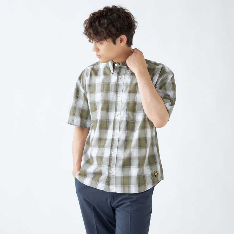 ライル＆スコット 【LYLE&SCOTT】【半袖】ボタンダウンカジュアルシャツ/グリーン＆ホワイト×チェック 緑濃色