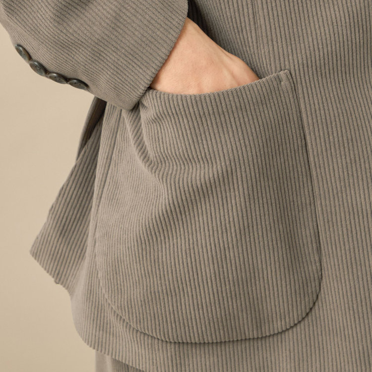 ＪＰコンフォート ネイビー 【JOHN PEARSE comfort navy】【秋冬】2釦シングルジャケット セットアップ対応/ブラウン×トリコットコーデュロイ/ULTRA MOVE/ ウォッシャブル 茶淡色