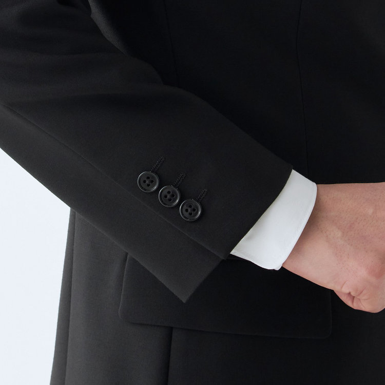 トゥルートップ 【TRUE TOP】【ベーシックシルエット】2釦シングルフォーマルスーツ 1タックパンツ/アジャスター付/※裾上げ必要 黒