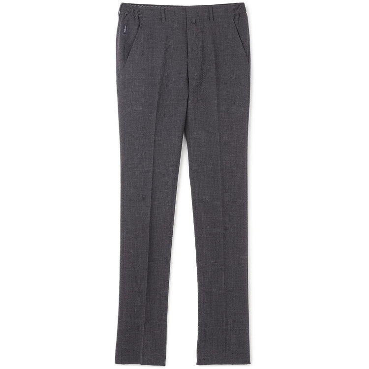 スタンリーブラッカ 【stanley blacker new york】【春夏】0タックテーパードパンツ/グレー×ストレッチサッカー/ウエストムーブ仕様/※裾上げ必要 グレー濃色