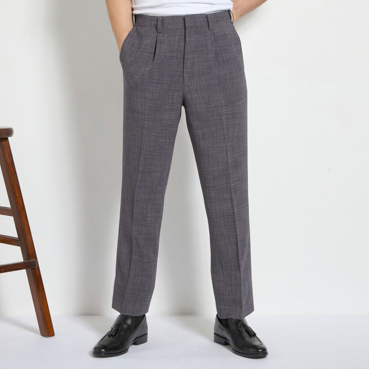 ジョンピアース 【冷感プリント！氷撃】【JOHN PEARSE White】【春夏】1タックパンツ/グレー/ULTRA MOVE/ウエストムーブ仕様/※裾上げ必要 グレー中間