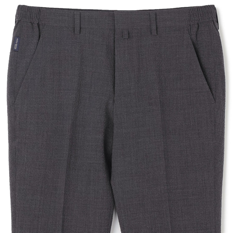 スタンリーブラッカ 【stanley blacker new york】【春夏】0タックテーパードパンツ/グレー×ストレッチサッカー/ウエストムーブ仕様/※裾上げ必要 グレー濃色