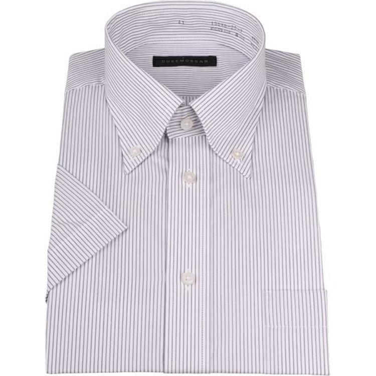 KONAKA　アウトレット 【WEB限定/OUTLET/汚れ・キズ等有】【半袖】【DUKEMORGAN】【形態安定】ボタンダウンワイシャツ/ホワイト×グレーストライプ グレー系(灰)