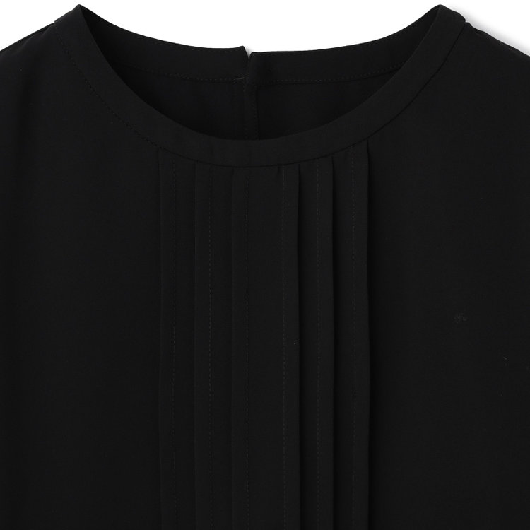 ＥＮＧＬＩＳＨ ＧＩＲＬ 【english girl by J.P./9分袖】ラウンドネックピンタックブラウス/ブラック 黒