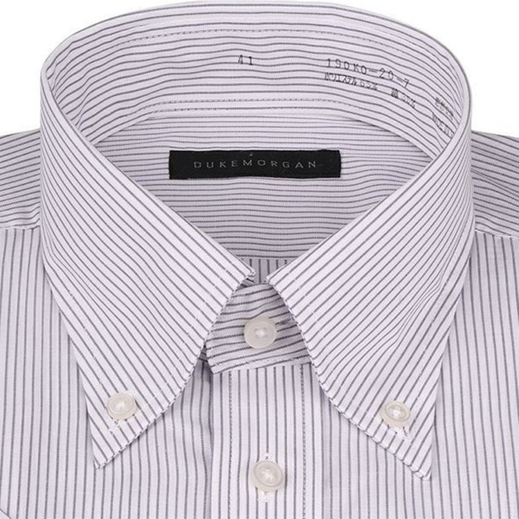 KONAKA　アウトレット 【WEB限定/OUTLET/汚れ・キズ等有】【半袖】【DUKEMORGAN】【形態安定】ボタンダウンワイシャツ/ホワイト×グレーストライプ グレー系(灰)