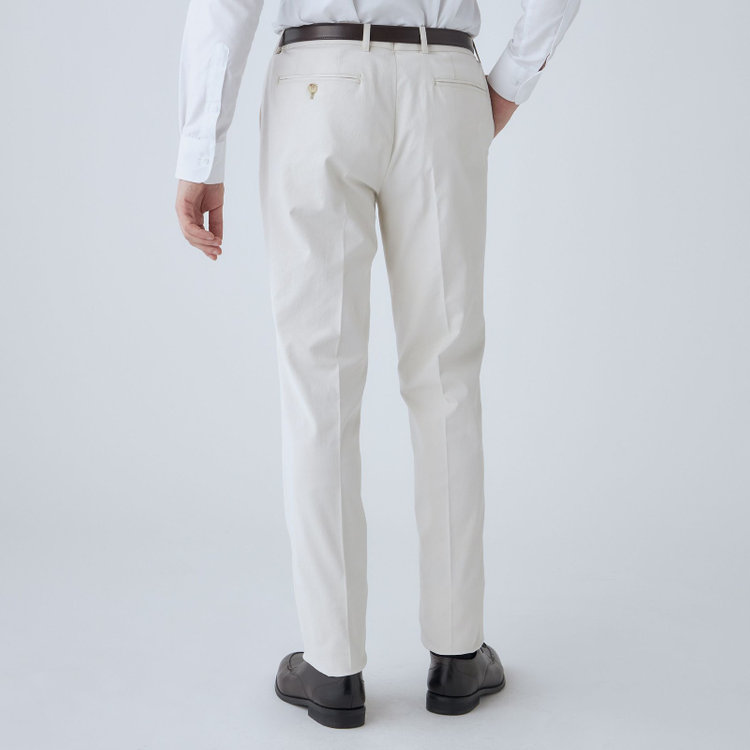 スタンリーブラッカ 【stanley blacker new york】【春夏】1タックストレッチパンツ/ホワイト/ウエストシャーリング仕様/※裾上げ必要 オフホワイト