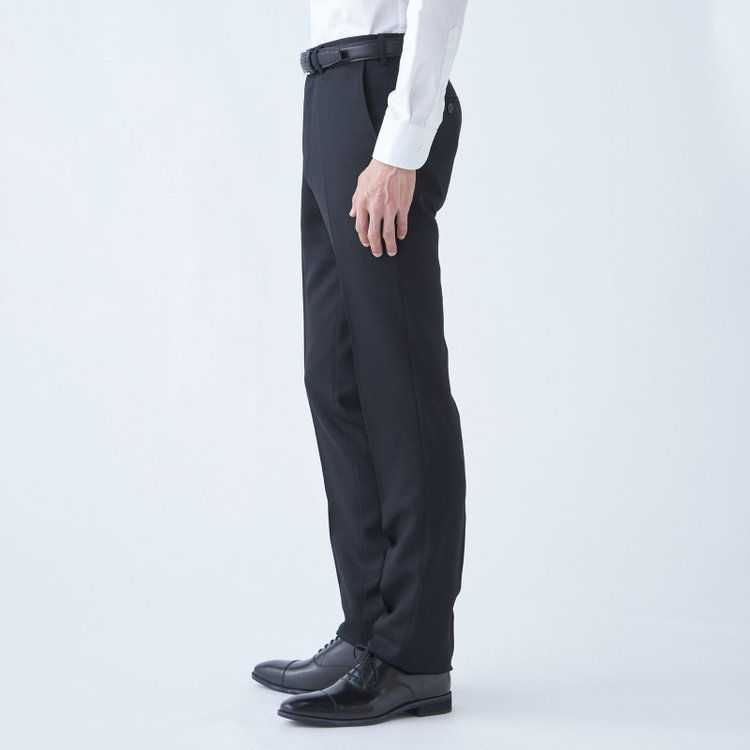 スタンリーブラッカ 【stanley blacker new york】【秋冬】0タックスラックス/ブラック×シャドーストライプ/ウエストムーブ仕様/※裾上げ必要 黒