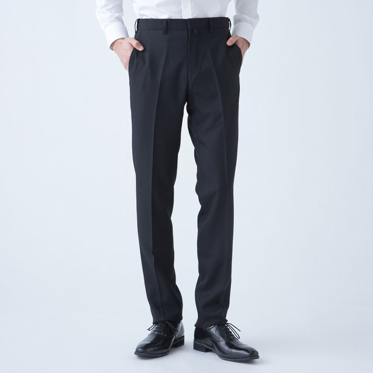 スタンリーブラッカ 【stanley blacker new york】【秋冬】0タックスラックス/ブラック×シャドーストライプ/ウエストムーブ仕様/※裾上げ必要 黒