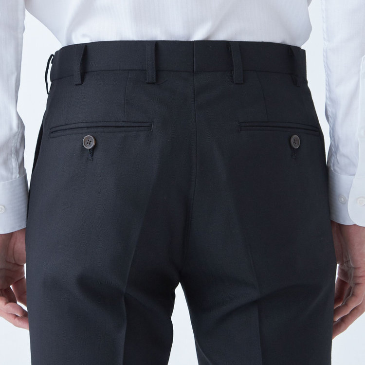 スタンリーブラッカ 【stanley blacker new york】【秋冬】0タックスラックス/ブラック×シャドーストライプ/ウエストムーブ仕様/※裾上げ必要 黒