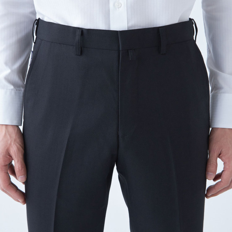 スタンリーブラッカ 【stanley blacker new york】【秋冬】0タックスラックス/ブラック×シャドーストライプ/ウエストムーブ仕様/※裾上げ必要 黒