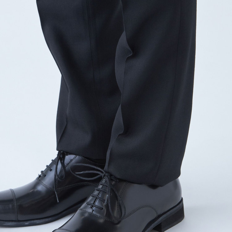 スタンリーブラッカ 【stanley blacker new york】【秋冬】0タックスラックス/ブラック×シャドーストライプ/ウエストムーブ仕様/※裾上げ必要 黒