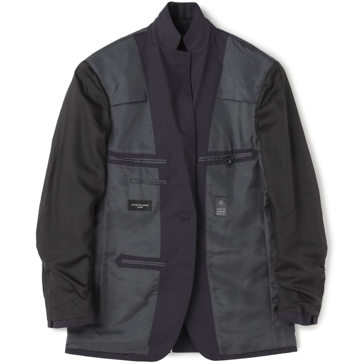 ＪＰセレクトライン 【JOHN PEARSE Black SELECT LINE】【春夏】2釦シングルスーツ/ネイビー×シャドーストライプ/SHOWER CLEAN/※裾上げ必要 紺中間