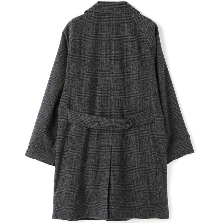 ソノタ（KONAKA用） 【KANSAIMAN collection】ウールブレンド シングルラグランバックベルトコート/グレー×チェック/RE:NEWOOL グレー中間