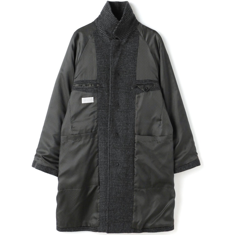 ソノタ（KONAKA用） 【KANSAIMAN collection】ウールブレンド シングルラグランバックベルトコート/グレー×チェック/RE:NEWOOL グレー中間