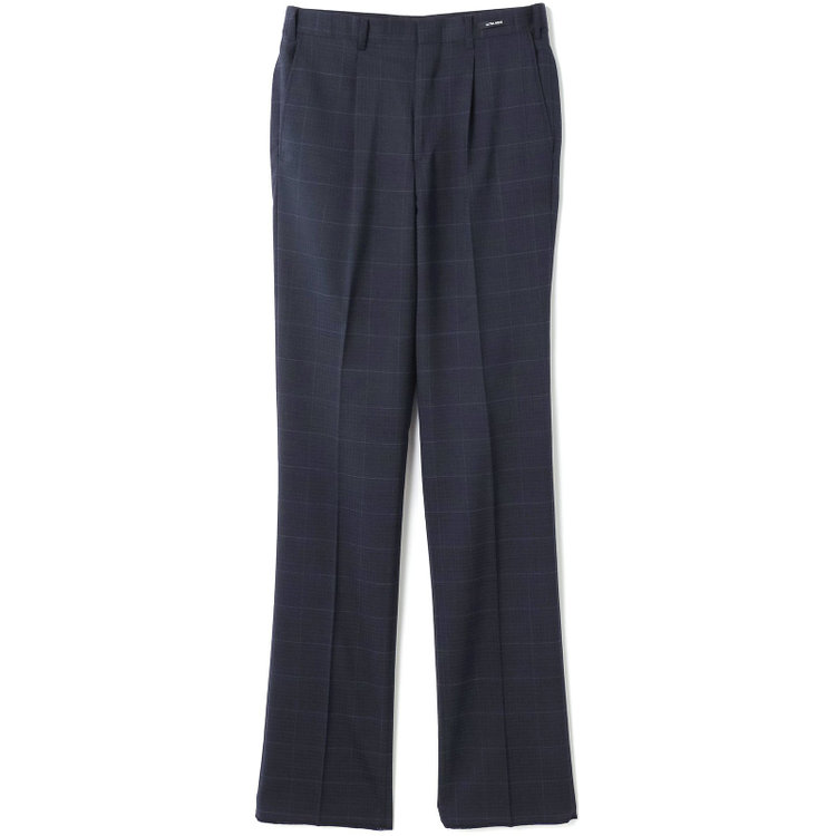 ジョンピアース 【JOHN PEARSE White】【春夏】ウール高機能ポリエステルブレンド 1タックスラックス/ネイビー×チェック/ウエストムーブ仕様/ULTRA MOVE/裾上げ必要 紺濃色