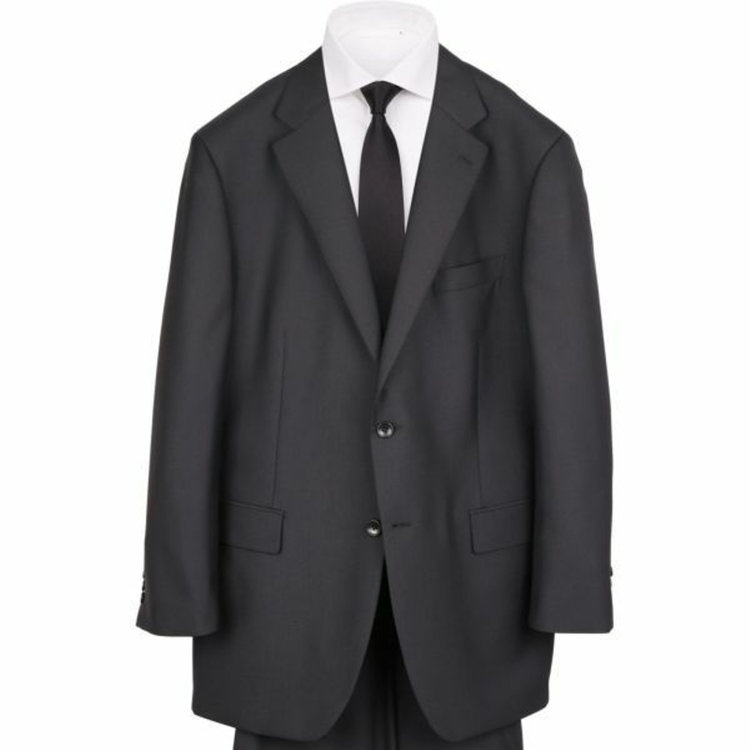 【WEB限定/OUTLET/汚れ・キズ等有】【TRUE TOP】【年間】2釦シングルスーツ 1タック/ブラック×ソリッド