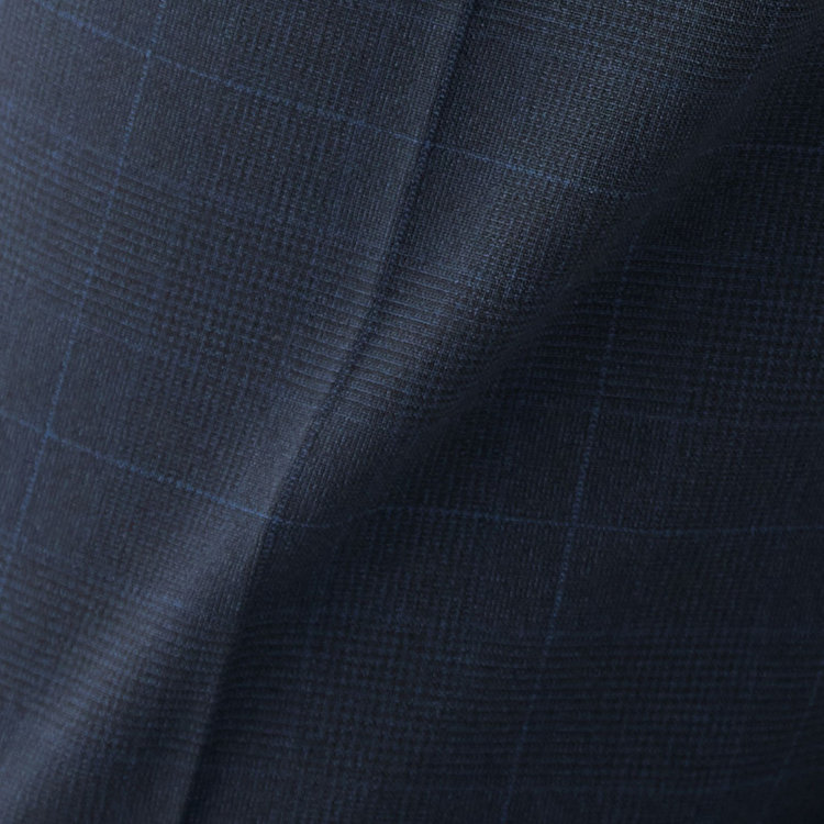 KONAKA　アウトレット 【WEB限定/OUTLET/汚れ・キズ等有】【JOHN PEARSE comfort】【春夏】2釦シングルスーツ ショートタック/ネイビー×チェック/ULTRA MOVE/TRABEST/ウエストシャーリング仕様/ウォッシャブル/ストレッチ/※裾上げ必要 紺中間