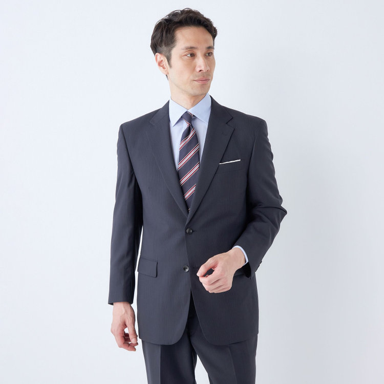ドナートヴィンチ 【Donato Vinci Italy】【春夏】スペアパンツ付き/ 2釦シングルスーツ 1タック/ネイビー×シャドーストライプ/ULTRA LIGHT SPEC※裾直し必要 紺中間